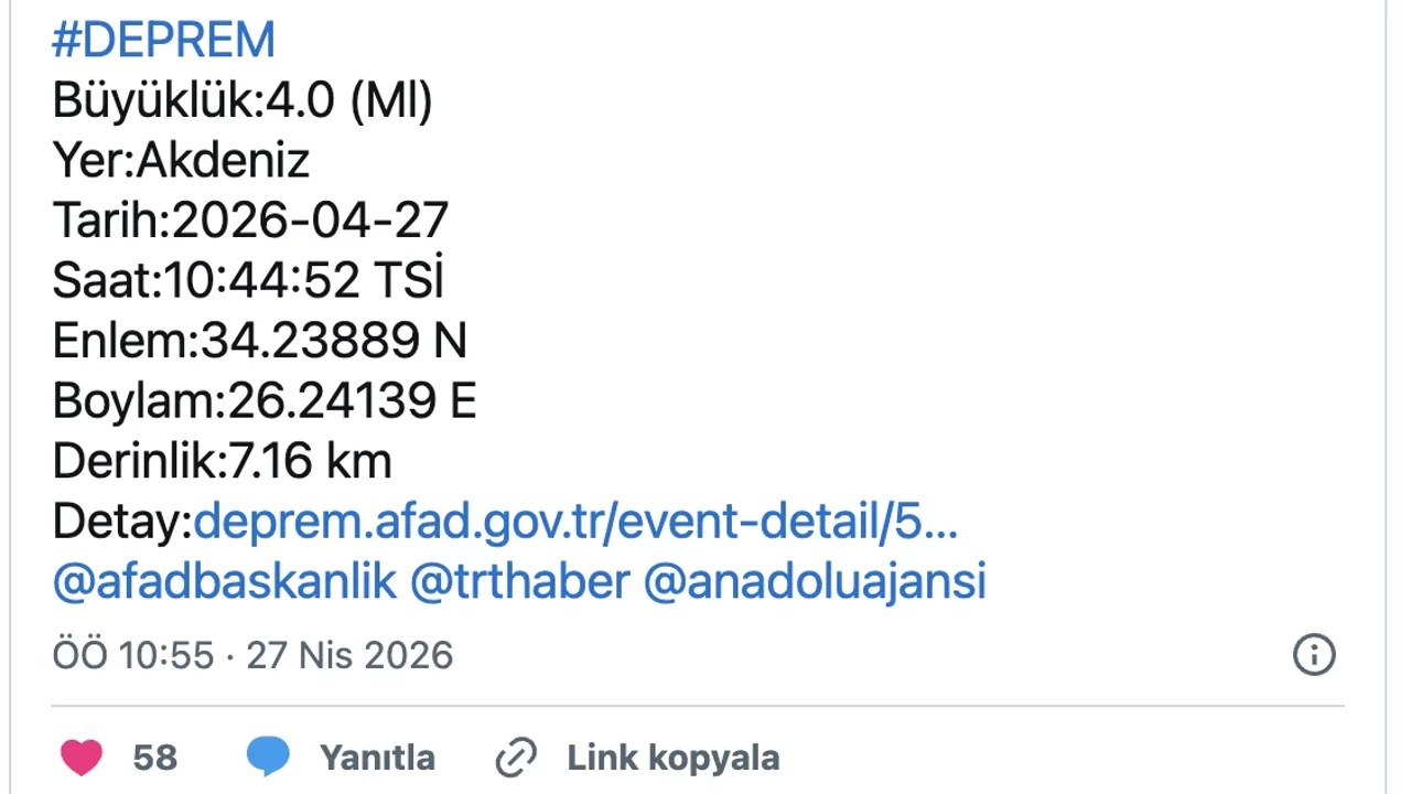 Kahramanmaraş'ta Deprem Endişesi: Akdeniz'de 4.8 Sarsıntı