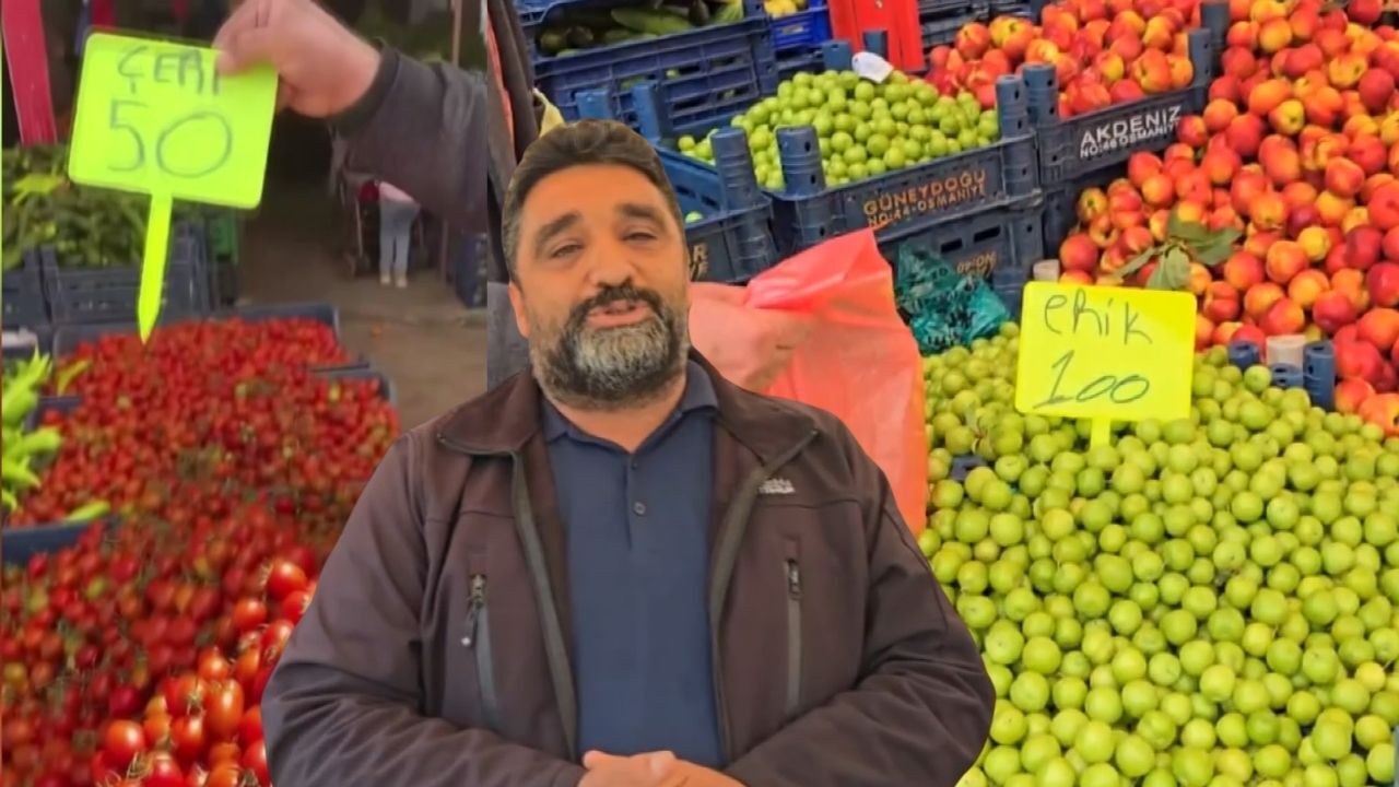 Kahramanmaraş'a yakın Gaziantep'in İslahiye ilçesinde manav Mehmet Karahan, yüksek fiyatlara rağmen uygun sebze-meyve s…