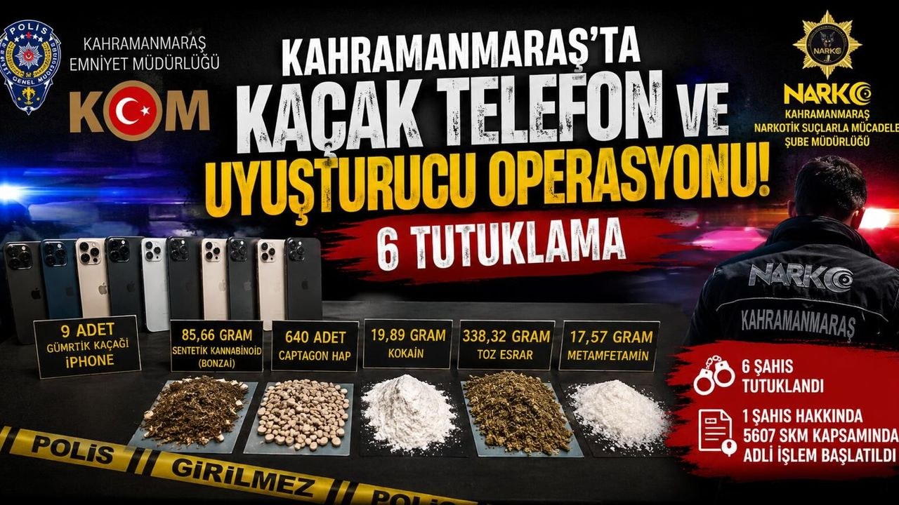 Kahramanmaraş'ta polis ekiplerince düzenlenen operasyonlarda kaçak iPhone telefonlar ve çeşitli uyuşturucu maddeler ele…